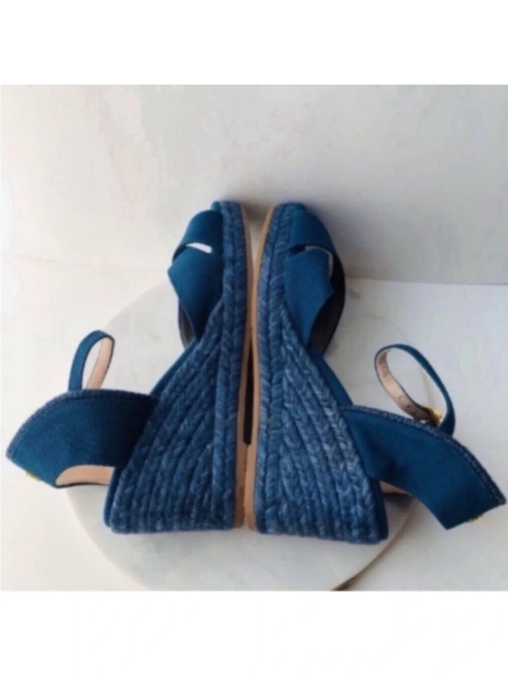 STUART WEITZMAN Wedge Espadrille - MIRELLA Navy Blue Wedge Espadrille Sandals